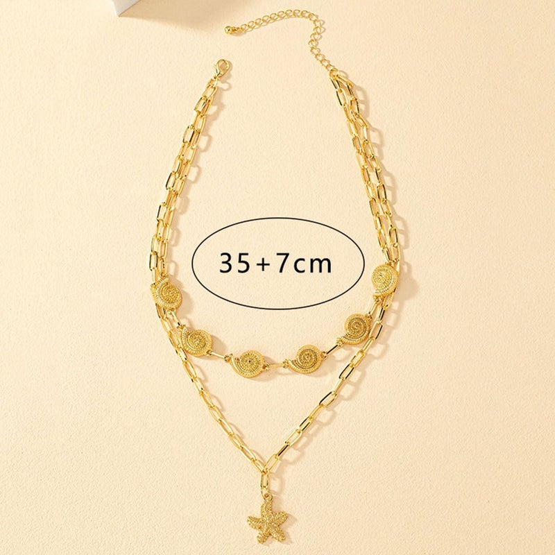 MIFYNN Gold Shell Starfish Necklace for Women Pearl Shell Necklace Layered Beaded Starfish Necklaces Summer Beach Surf Jewelry Gifts for Women - Image 3